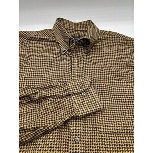 Scott Barber Dress Shirt Mens L Gold And‎ Black Color Geometric 100% Cotton
